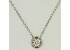 ESTATE .11CT DIAMOND 14KT WHITE GOLD 3D CLASSIC BEZEL ROUND FLOATING PENDANT
