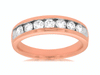 ESTATE 1.0CT DIAMOND 14KT ROSE GOLD ROUND 7 STONE CHANNEL MENS ANNIVERSARY RING