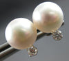 ESTATE .10CT DIAMOND & AAA SOUTH SEA PEARL 14KT WHITE GOLD CLASSIC STUD EARRINGS
