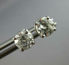 1.06CT DIAMOND 14KT WHITE GOLD 4 PRONG SOLITAIRE SCREWBACK STUD EARRINGS #27605