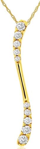 .18CT DIAMOND 14KT YELLOW GOLD ROUND GRADUATING DOUBLE WAVE FUN FLOATING PENDANT