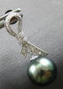 ESTATE DIAMOND .23CT & AAA TAHITIAN PEARL 18KT WHITE GOLD BOW HANGING EARRINGS