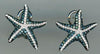 LARGE 1.08CT WHITE & BLUE DIAMOND 14KT WHITE GOLD 3D STARFISH CLIP ON EARRINGS