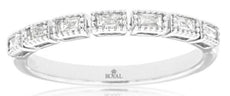 .20CT DIAMOND 14KT WHITE GOLD BAGUETTE 7 STONE BEZEL FILIGREE ANNIVERSARY RING