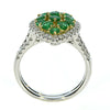 1.72CT DIAMOND & AAA EMERALD 18KT 2 TONE GOLD ROUND CLUSTER PEAR SHAPE FUN RING