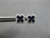 SMALL .52CT DIAMOND & AAA SAPPHIRE 14KT WHITE GOLD CLASSIC FLOWER STUD EARRINGS