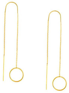 14KT YELLOW GOLD CLASSIC SOLID CIRCLE OF LIFE DOUBLE SIDED FUN HANGING EARRINGS