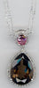 12.26CT DIAMOND & AAA PINK SAPPHIRE & SMOKY TOPAZ 14KT WHITE GOLD LOVE NECKLACE