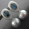 3.71CT DIAMOND & AAA BLUE TOPAZ & WHITE AGATE & PEARL 18K WHITE GOLD 3D EARRINGS
