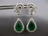 LARGE 3.63CT DIAMOND & AAA EMERALD 18KT WHITE GOLD HALO CLIP ON HANGING EARRINGS