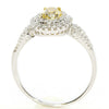.85CT WHITE & FANCY YELLOW DIAMOND 18KT 2 TONE GOLD 3D OVAL HALO ENGAGEMENT RING