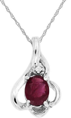 .50CT DIAMOND & AAA RUBY 14KT WHITE GOLD 3D OVAL & ROUND FLOWER FLOATING PENDANT