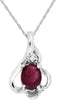 .50CT DIAMOND & AAA RUBY 14KT WHITE GOLD 3D OVAL & ROUND FLOWER FLOATING PENDANT