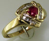 ESTATE .48CT DIAMOND & AAA RUBY 14KT YELLOW GOLD 3D CLASSIC TRILLION FUN RING
