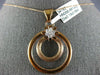 ESTATE .19CT DIAMOND 18KT ROSE GOLD 3D MATTE & SHINY FLOWER CIRCULAR FUN PENDANT
