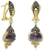 EXTRA LARGE 5.85CT MULTI COLOR MULTI SHAPE DIAMOND 18KT YELLOW GOLD 3D EARRINGS