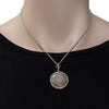 16.66CT MOCHA DIAMOND & AAA CHALCEDONY 18KT WHITE GOLD CIRCULAR FLOATING PENDANT