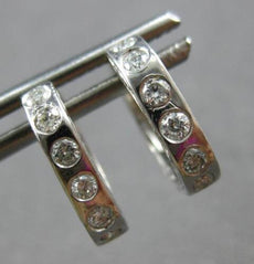 ANTIQUE .26CT DIAMOND 18K WHITE GOLD HANDCRAFTED FILIGREE SQUARE EARRINGS #28014