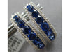 ESTATE LARGE 1.94CT DIAMOND & AAA SAPPHIRE 18KT WHITE GOLD OVAL HOOP HANGING EARRINGS