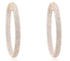 ESTATE 11.31CT DIAMOND 18K ROSE GOLD PAVE 3 ROW INSIDE OUT HOOP HANGING EARRINGS