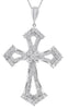 ESTATE LARGE 1.32CT DIAMOND 18KT WHITE GOLD 3D FLORAL CROSS FLOATING PENDANT