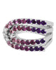 2.74CT DIAMOND & AAA MULTI COLOR AMETHYST 18KT WHITE GOLD DOUBLE HORSESHOE RING