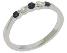 .30CT DIAMOND & AAA SAPPHIRE 14KT WHITE GOLD ROUND 5 STONE SHARED PRONG FUN RING