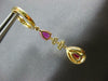 2.22CT DIAMOND & AAA RUBY 18K YELLOW GOLD 3D PEAR SHAPE & ROUND HANGING EARRINGS