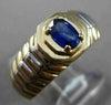 ESTATE .52CT AAA SAPPHIRE 14K WHITE & YELLOW GOLD SOLITAIRE OVAL MENS GYPSY RING