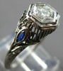 .26CT OLD MINE DIAMOND & AAA SAPPHIRE 18K WHITE GOLD 3D ART DECO ENGAGEMENT RING