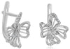 .23CT DIAMOND 14KT WHITE GOLD 3D MULTI HEART FLOWER LEVERBACK HANGING EARRINGS