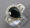 ESTATE LARGE 3.58CT DIAMOND & AAA SAPPHIRE 14K WHITE GOLD FLOWER ENGAGEMENT RING