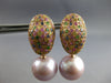 ESTATE LARGE 2.50CT AAA SAPPHIRE & PINK SOUTH SEA PEARL 18KT ROSE GOLD HANGING EARRINGS