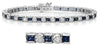 5.42CT DIAMOND & AAA SAPPHIRE 14K WHITE GOLD 3D ROUND & PRINCESS TENNIS BRACELET