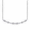 .32CT DIAMOND 14KT WHITE GOLD 3D ROUND & PEAR SHAPE FILIGREE BAR LOVE NECKLACE