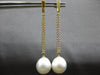 LARGE .63CT DIAMOND & AAA SOUTH SEA PEARL 18KT YELLOW GOLD BAR HANGING EARRINGS