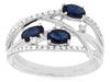.97CT DIAMOND & AAA SAPPHIRE 14KT WHITE GOLD 3D OVAL & ROUND CRISS CROSS RING