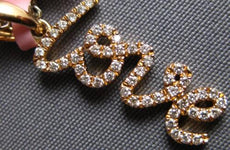 ESTATE .16CT DIAMOND 14KT ROSE GOLD 3D SCRIPT LOVE FLOATING PENDANT
