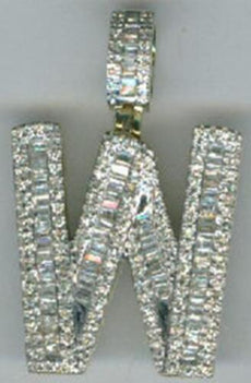 .85CT DIAMOND 14K YELLOW GOLD 3D ROUND & BAGUETTE W INITIAL FUN FLOATING PENDANT