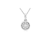 ESTATE .09CT DIAMOND 14KT WHITE GOLD 3D CLUSTER FLOWER BEZEL FLOATING PENDANT