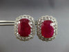 EXTRA LARGE 19.48CT DIAMOND & AAA RUBY PLATINUM CUSHION & ROUND CLIP ON EARRINGS