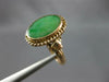 ANTIQUE AAA JADE 14K ROSE GOLD CLASSIC BEZEL OVAL FILIGREE FUN LUCKY RING #27505