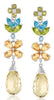 4.75CT DIAMOND & AAA MULTI GEM 14KT WHITE GOLD FLORAL TEAR DROP HANGING EARRINGS
