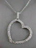 ANTIQUE .65CTW DIAMOND HANGING OPEN HEART 14K WHITE GOLD PENDANT + CHAIN #13026