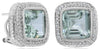 6.61CT DIAMOND & AAA GREEN AMETHYST 14KT WHITE GOLD SQUARE HALO HANGING EARRINGS