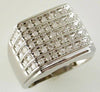 ESTATE LARGE 1.0CT DIAMOND 14K WHITE GOLD 3D MULTI ROW CHANNEL CLASSIC MENS RING