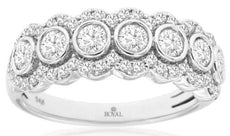 1.0CT DIAMOND 14K WHITE GOLD MULTI FLOWER SEMI ETERNITY WEDDING ANNIVERSARY RING