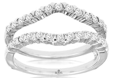 .50CT DIAMOND 14KT WHITE GOLD 3D CLASSIC ROUND DOUBLE V INSERT ANNIVERSARY RING
