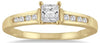 ESTATE .33CT DIAMOND 14K YELLOW GOLD 3D CLASSIC PRINCESS & ROUND ENGAGEMENT RING
