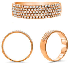 .30CT DIAMOND 14KT ROSE GOLD 3D ROUND PAVE MULTI ROW SEMI ETERNITY WEDDING RING